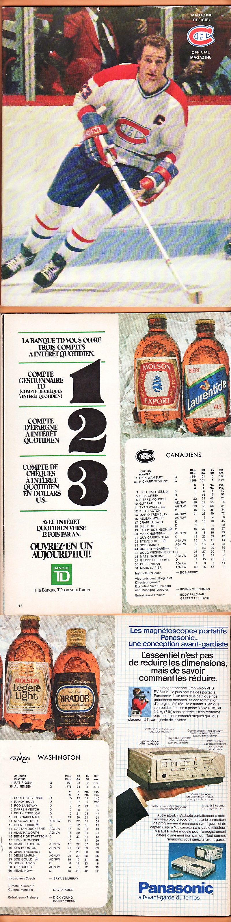 1982 MONTREAL CANADIENS VS WASHINGTON CAPITALS PROGRAM photo 1982 MONTREAL CANADIENS VS WASHINGTON CAPITALS PROGRAM photo